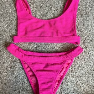 pink textured bikini